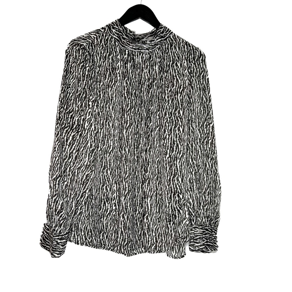 H&M Blouse Wide cut Blouse Black Animal Print